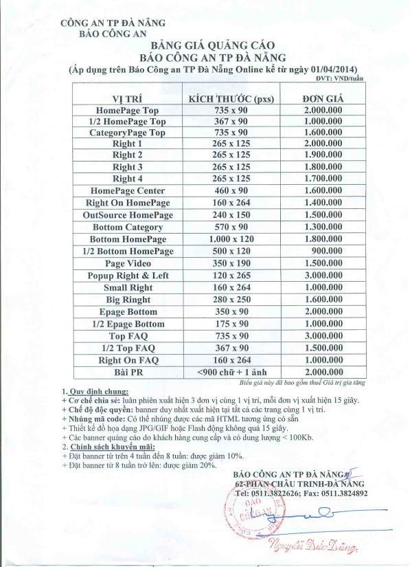 MỜI QUẢNG CÁO TRÊN BÁO ĐIỆN TỬ CÔNG AN TP ĐÀ NẴNG